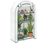 Outsunny Petite Serre Toit Rond, Porte étagères 100x45x160cm Blanche