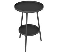 Outsunny Petite Table Appoint Ronde 2 Niveaux Table Jardin Extérieur Noir