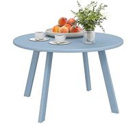 Outsunny Petite Table Basse Ronde, Table d'appoint avec Patins antidérapants, Cadre en métal, pour Jardin, Balcon, terrasse, Salon, Ø 70 x 42 cm, Bleu
