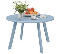 Outsunny Petite table basse ronde, table d'appoint avec patins antidérapants, cadre en métal, pour jardin, Ø 70 x 42 cm, bleu