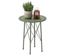Outsunny Petite Table d'Appoint Ronde Table de Jardin Découpe Fleur Vert