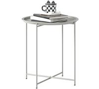 Outsunny Petite table de jardin ronde de 46 cm avec plateau amovible et pieds pliants, table d'appoint de jardin en métal, table basse d'intérieur ou d'extérieur, table d'appoint pour terrasse, balcon