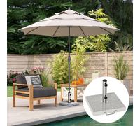 Outsunny Pied/base de parasol granite gris poignée et roulettes compatible pied parasol Ø 34/38/48 mm