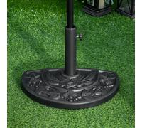 Pied de parasol base de lestage parasol demi-cercle dim. 50L x 32l x 32H cm HDPE motif fleurs feuilles noir