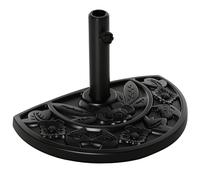 Outsunny Pied de demi-parasol – Base de lestage ciment HDPE motif fleurs Ø 35/38/48 mm Noir