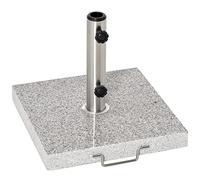 Outsunny Pied de parasol carré 25 kg, support parasol en granit avec tube en acier inoxydable Ø 35/38/48 mm, pour terrasse piscine patio jardin, 40 x 40 x 36 cm, gris