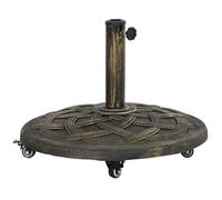 Outsunny Pied de parasol en béton avec roulette, support de parasol rond, poids de parasol, support pour parasol de 34/38/48 mm de diamètre, pour balcon, terrasse, jardin, bronze