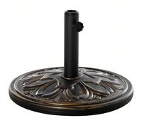 Outsunny Pied de parasol rond base de lestage Ø 48 x 34H cm ciment HDPE motif fleurs de lys poids net 13 Kg noir doré Description:Ce splendide pied base de lestage de parasol maximisera la stabilité e