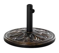 Outsunny Pied de Parasol Rond Base de Lestage Ø 48 x 34H cm Noir Doré | Ciment HDPE, Motif Fleurs de Lys, Poids Net 13 Kg