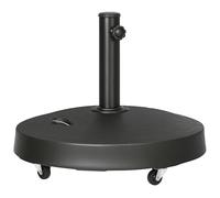 Outsunny Pied de Parasol Rond Base de Parasol de Jardin 23 KG avec roulettes et poignées rétractables en résine tressée Ø 53 x 41 cm Noir