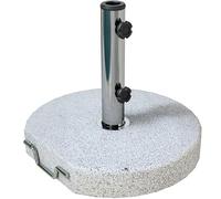 Outsunny Pied de Parasol Rond, Socle Parasol extérieur à roulettes, pour mât de Ø 32,38 et 48 mm, Poids Net 25,5 Kg, avec poignée pour Patio Jardin terrasse, en métal, Gris