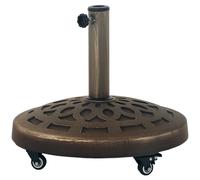 Outsunny Pied de parasol Rond, socle parasol extérieur en résine 21 kg, avec roues pour mât de Ø 32/38/48 mm, Ø 48 x 42 cm bronze