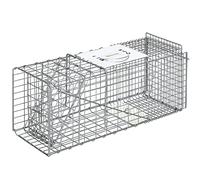 Outsunny Piège Vivant Piège Cage de Capture Pliante Acier 66x24x30cm Gris