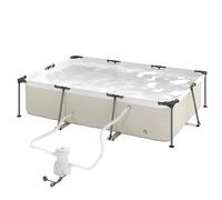 Outsunny Piscine Tubulaire Rectangulaire Pompe de Filtration 3701L en PVC Triple Couche 316x238x66,5cm Gris