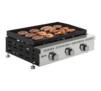 Outsunny Plancha gaz 9 kW 3 brûleurs en acier inoxydable, surface cuisson 56,5 x 33 cm avec bac de récupération des graisses, propane/butane/GPL, portable pour camping, pique-nique et terrasse, noir