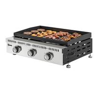 Outsunny Plancha gaz 9 kW 3 brûleurs en acier inoxydable, surface cuisson 56,5 x 33 cm, bac de récupération des graisses, noir