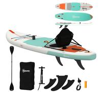 Outsunny Planche de Paddle Surf Gonflable SUP Extra Longue 335 cm avec Siège Pagaie Convertible Ailerons Pompe et Sac de Transport Charge 180 kg