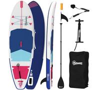 Outsunny Planche de SUP gonflable pour adultes, Stand Up Paddle Board avec pont antidérapant en EVA, pagaie en aluminium réglable, sac à dos, pompe, aileron amovible, charge 160 kg, 305x89x15cm, tous
