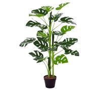 Outsunny Plante artificielle Monstera – 21 feuilles en pot ciment Ø16×100 cm intérieur/extérieur
