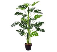 Outsunny Plante Artificielle modèle Monstera Arbre Artificiel avec 21 Feuilles en Pot Ciment, intérieur ou extérieur, dim. Ø16 x 100H cm