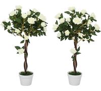 Outsunny-plante artificielle-plastique, tissu-18L x 18B x 90H cm-blanc