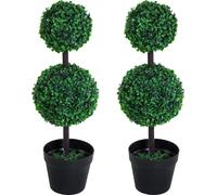 Outsunny plantes artificielles set de 2 grandes plantes artificielles 67 cm avec 2 boules, arbre artificiel en plastique dans un pot, arbre artificiel comme un vrai pour le salon chambre bureau jardin