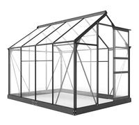 Outsunny Polycarbonate Greenhouse with Aluminium Alloy Frame 4.79㎡, Serre de Jardin avec gouttières, fenêtre de Toit pour la Ventilation, Porte coulissante, pour Les Plantes, 190x252x201cm, Grey