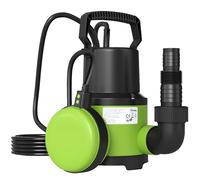 Outsunny Pompe d'évacuation eaux chargées/propres débit 9000L/H 400W, profondeur max. 7m, pour eaux sales avec particules jusqu'à 15 mm, pompe de relevage eaux chargées interrupteur à flotteur, vert