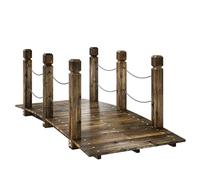 Outsunny Pont Bois 5 pi rampes chaîne Rustique carbonisé