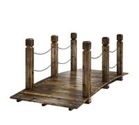 Outsunny Pont de Jardin en Bois 1,51 m Pont Décoratif pour Bassins Rustique avec Rampes de Sécurité Carbonisé