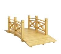 Outsunny Pont de Jardin en Bois Carbonisé Arqué 1,74m - Passerelle avec Main Courante Sécurisée et Charge 200kg - Décoration Extérieure Traitée et Résistante, Naturel