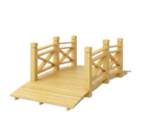 Outsunny Pont de Jardin en Bois Carbonisé Arqué Main Courante Sécurisée et Charge 200kg 174 x 78 x 57,5 cm Naturel