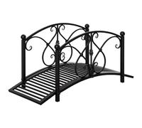 Pont De Jardin En Métal Avec Garde-Corps Latéraux Style Fer Forgé Noir