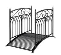 Outsunny Pont de Jardin en Métal Style Baroque Passerelle Décorative avec Garde-Corps 91cm et Charge 100kg Noir