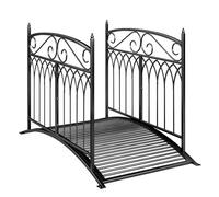Outsunny Pont de Jardin en Métal Style Baroque - Passerelle Décorative avec Garde-Corps 91cm et Charge 100kg - Pont d'Extérieur 135cm Antirouille pour Bassin Étang Ruisseau et Jardin Japonais, Noir