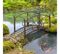 Outsunny Pont de Jardin Vintage avec Éléments Floraux, en Métal, 99x68x53cm, Noir