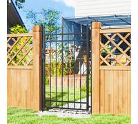 Outsunny Portail de Jardin à 2 Poteaux avec Poignée, Cadenas et 3 Clés, en Acier Galvanisé, 105x204 cm, Noir