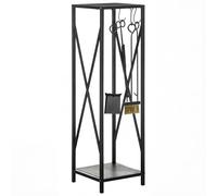 Outsunny Porte bûches Colonne Range bûches Serviteur de cheminée avec Multi Accessoires métal 34L x 34l x 111H cm Noir