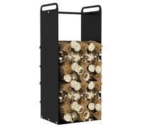 Outsunny Porte-bûches intérieur, support de bois de chauffage, range-bûches intérieur, poignées supérieures, intérieur et extérieur, charge 30 kg, résistant à usure et rouille acier 37x30x90cm, noir