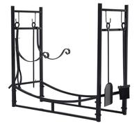 Outsunny - Porte-bûches - Métal - 84x33x76cm - Noir