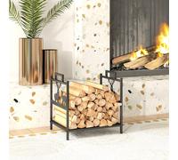 Outsunny Porte-bûches pour l'intérieur 42,5 x 33,5 x 43 cm Brennholzregal pour Kamin Ofen aus Metall Noir