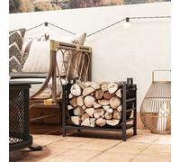 Outsunny Porte-bûches, range-bûches, avec transporteur amovible, intérieure, 49l x 34P x 44H cm, métal, noir