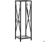 Outsunny Porte bûches - Range bûches Serviteur de cheminée Colonne - Multi Accessoires dim. 34L x 34l x 111H cm métal Noir