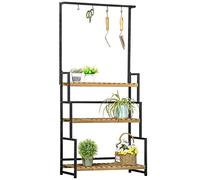 Outsunny Porte Plante Suspendue en Bois 3 Niveaux Barre Support 80x36x174cm