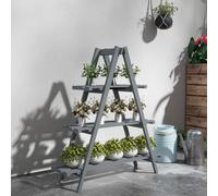 Outsunny Porte-Plantes Vertical 3 Niveaux à Lattes, en Bois de Sapin, 100x36x112 cm, Gris