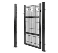 Outsunny Portillon de jardin 100 x 131 cm Portillon de clôture en métal galvanisé avec serrure clés poignée et 2 poteaux Gris foncé