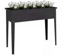 Outsunny Potager sur Pieds en Métal, Jardinière Surélevée 80L avec Bords arrondis, Trou de Drainage, Carré Potager Surélevé pour Plantes Fleurs Légumes, 100 x 40 x 80 cm, Noir