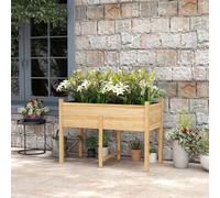 Outsunny Potager surélevé avec 2 Trous de Drainage et Sac en Tissu non Tissé, en Bois de Sapin, 115x55x80 cm