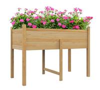 Outsunny Potager surélevé avec 2 Trous de Drainage et Sac Non tissé, Jardinière en Bois d'épicéa pour Jardin et Balcon, 115x55x80 cm, Couleur Bois
