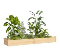 Outsunny Potager surélevé en Bois, bac à Plantes avec cloison, Fond Ouvert, châssis de Culture, bac à Fleurs, bac à Plantes, bac à légumes 235 x 66 x 26 cm pour Jardin, Balcon, Plantes, légumes